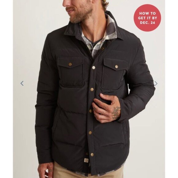 NWOT Marine Layer Men’s Jet Black Puffer Oversized Coat Size Small - Picture 2 of 6